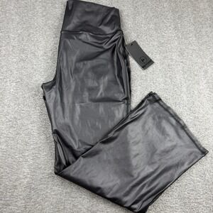90 Degree by Reflex Women's Black Faux Leather Flare Leggings PWX72379 2X NEW